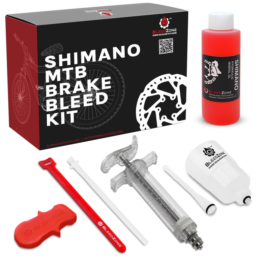 BleedZone for Shimano Brakes Bleed Kit, Bike Hydraulic Brake Kit with 120ml Mineral Oil and Pro Syringe - Fits with Shimano Bike, Mountain Bikes