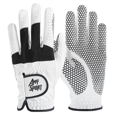 Amy Sport Upgraded Grip Golf Gloves Men Value 2 Pack for Left Right Handed Golfers, Anti Slip All Weather Comfortable Glove with Soft Breathable Fit Sizes S M ML L XL (White-2 Pack, Large, Left)