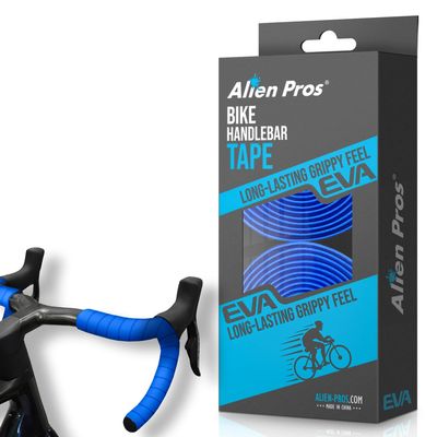 ALIEN PROS Bike Handlebar Tape EVA (Set of 2) Blue - Enhance Your Bike Grip with These Bicycle Handle bar Tape - Wrap Your Bike for an Awesome Comfortable Ride (Set of 2, Blue)