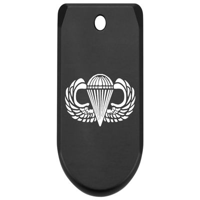 NDZ Performance Magazine Base Plate Finger Extension for Sig P365 & P365 SAS 9MM  Laser Engraved Aluminum, EDC Upgrade, USA Made, Black  Airborne Jump Wings