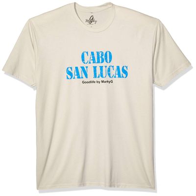 Marky G Apparel Men's Graphic Premium Fitted Suided V-Neck, Cabo San Lucas/Sand, Medium