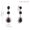 HAPPYAN High-grade Rhinestone Crystal Long Clip on Earrings No Pierced for Women Party Wedding Ear Clip (Silver-Black) view 2