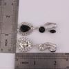 HAPPYAN High-grade Rhinestone Crystal Long Clip on Earrings No Pierced for Women Party Wedding Ear Clip (Silver-Black) view 3