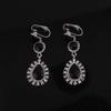 HAPPYAN High-grade Rhinestone Crystal Long Clip on Earrings No Pierced for Women Party Wedding Ear Clip (Silver-Black) view 4