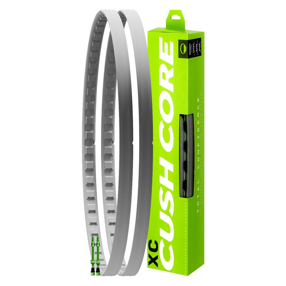 CushCore XC Set - Includes (2) Tire Inserts, (2) Presta Valves & Rim Stickers, Easy At-Home Installation, Bicycle Tire Inserts, Helps Improve Ride Quality, Fits a 1.8"-2.4" Tire (Single, 29)