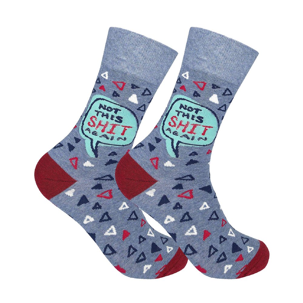 FUNATIC Not This Shit Again Adult Socks for Men Women | Profane Comedy Lover Gift Idea with Saying | Best Sarcasm Message Accessory | Holiday Apparel Present | Sarcastic Novelty Party Day Accessories