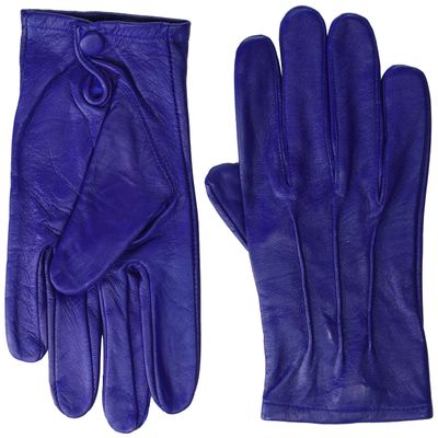 Men's Dress Leather Gloves (Small, Blue)