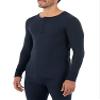 Fruit of the Loom Men's Classic Midweight Waffle Thermal Henley Top, Navy, Medium view 2