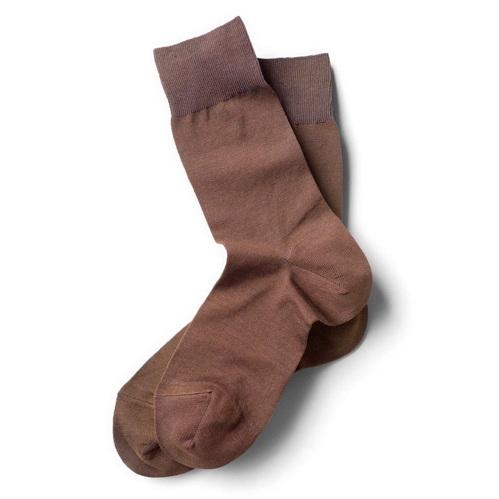Cotton Dress Socks (Boys Large, Cognac)