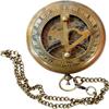 Aysha Nautical Brass Sundial Compass with Leather Case and Chain - Push Open Compass - Steampunk Accessory - Antiquated Finish - Beautiful Handmade Gift -Sundial Clock view 2
