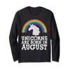 Unicorns are Born in August Birthday Rainbow Girl Gift Retro Long Sleeve T-Shirt view 1