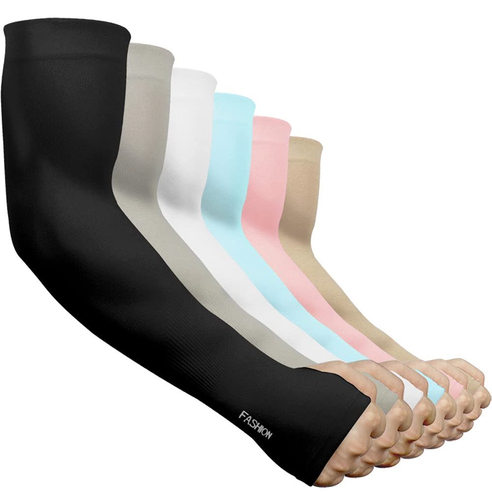 beister 3/6 Pairs UV Cooling Arm Sleeves Sun Protection Unisex for Sports, Cycling, Golf