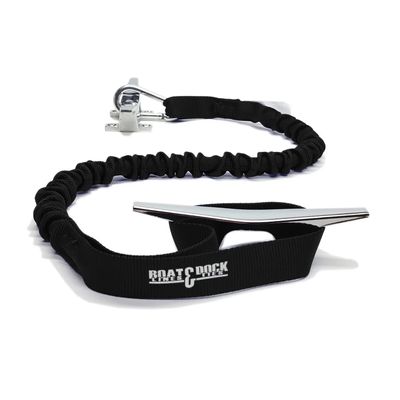 Boat Lines & Dock Ties Bungee Boating Dock Ties, One Loop and Hook, Pack of Two, Made in USA (Black, 30 inch Hook & Loop)