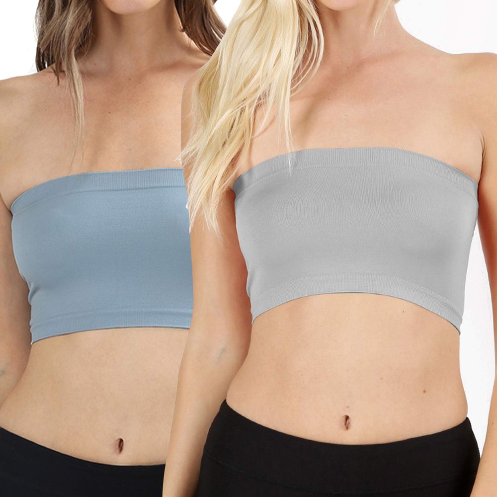 Women & Juniors One Size Strapless Seamless Stretch Bandeau Tube Bra Top (No Pad)
