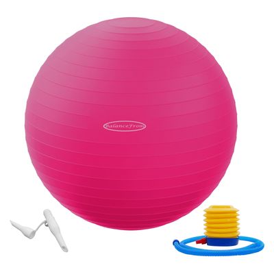 Fitvids Anti-Burst Slip Resistant Exercise Ball - 18-inch Pink 2 15-18in (38-45cm), S Pink
