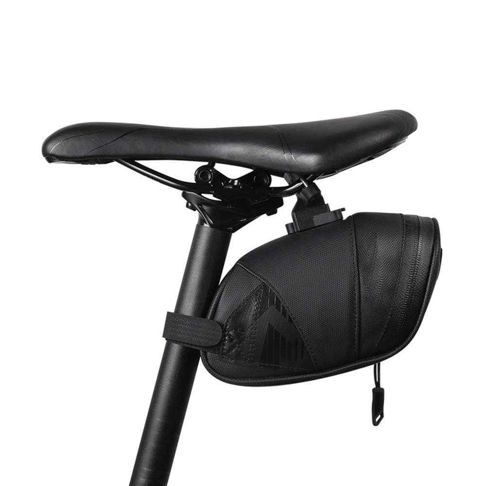 Bike Saddle Bag/Bicycle Seat Pack Bag, 0.8L/1L Cycling Wedge Shape Bag Waterproof Bike Saddle Bag Fully Waterproof (Color : Black)
