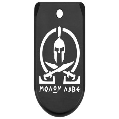 NDZ Performance Magazine Base Plate Finger Extension for Sig P365 & P365 SAS 9MM  Laser Engraved Aluminum, EDC Upgrade, USA Made, Black  Molon Labe Omega Crossed Swords