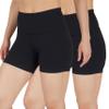 90 Degree By Reflex High Waist Power Flex Yoga Shorts - Tummy Control Biker Shorts for Women - Black 2 Pack - Medium view 1