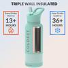 Coldest Insulated Water Bottle with Straw Lid - Stainless Steel Metal Insulated Bottle for Men & Women (Oceanic Green, 32 oz) view 2