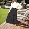 Exlura Womens High Waist Polka Dot Pleated Skirt Midi Swing Skirt with Pockets Black XX-Large view 2