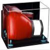 Better Display Cases Acrylic Single or Double Boxing Glove Display Case with Mirror, Wall Mount and Light Blue Risers (A011-BLR) view 1