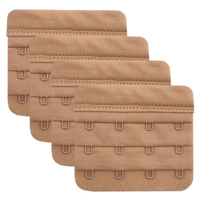 Bra Extender 4 Hooks,Soft and Comfortable Bra Strap Extender - 4 pcs Pack (Skin Color)