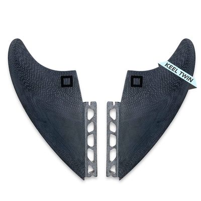 Surf Squared Twin Keel Fins (2 Fins) - Solid Fiberglass Flex for Lightweight Durability & Top Surfing Performance - Compatible with Futures Single Tab Surfboards - Black