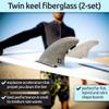 Surf Squared Twin Keel Fins (2 Fins) - Solid Fiberglass Flex for Lightweight Durability & Top Surfing Performance - Compatible with Futures Single Tab Surfboards - Black view 2