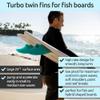 Surf Squared Twin Keel Fins (2 Fins) - Solid Fiberglass Flex for Lightweight Durability & Top Surfing Performance - Compatible with Futures Single Tab Surfboards - Black view 4