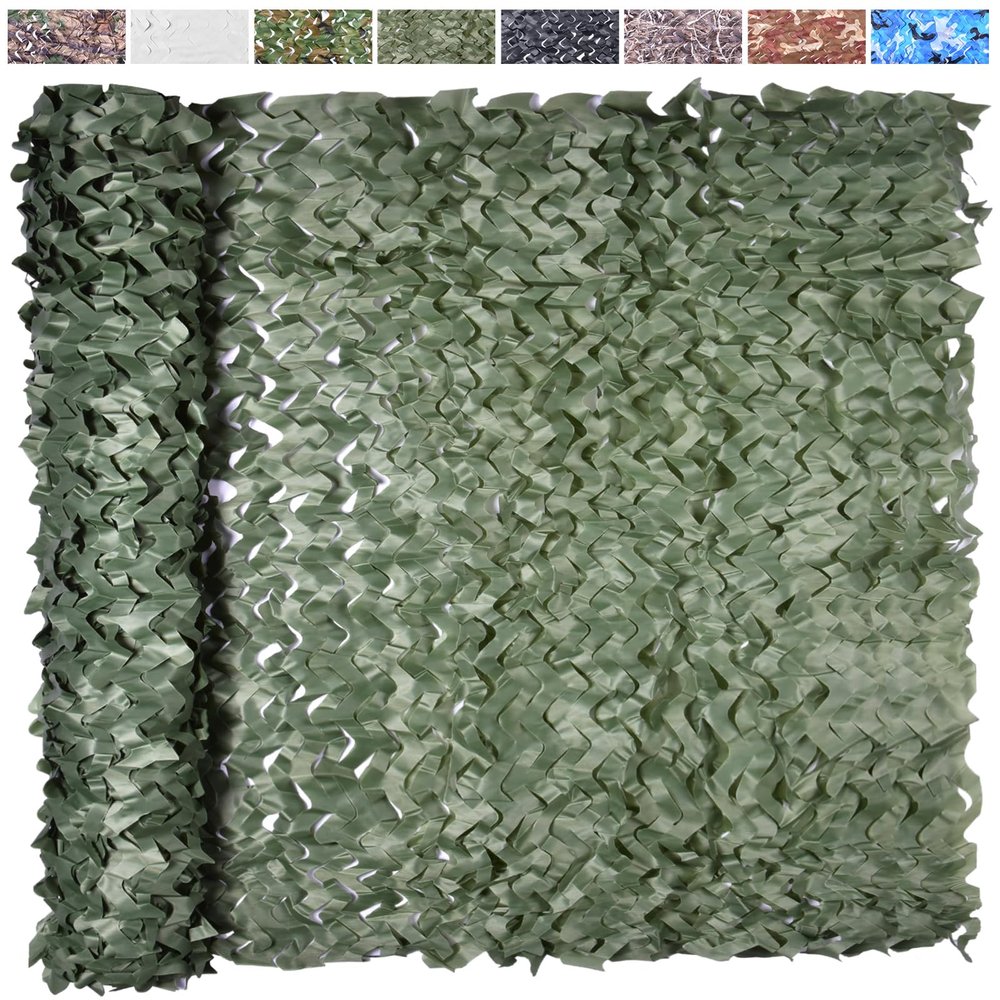 Yeacool Camo Netting Camouflage Netting Bulk Roll Burlap Camo Tarp Sunshade Net for Hunting Blind Military Dinosaur Birthday Jungle Theme Party Decoration (Dark Green, 49.2ftx4.9ft, 15m*1.5m)