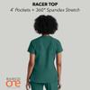 Barco One Racer Classic Fit Scrub Top for Women  Hunter Green, 4-Pocket V-Neck Scrub Shirt w/ 360 Spandex Stretch, Moisture Wicking, Anti-Static and Quick-Shed  3XL, Regular Fit view 4