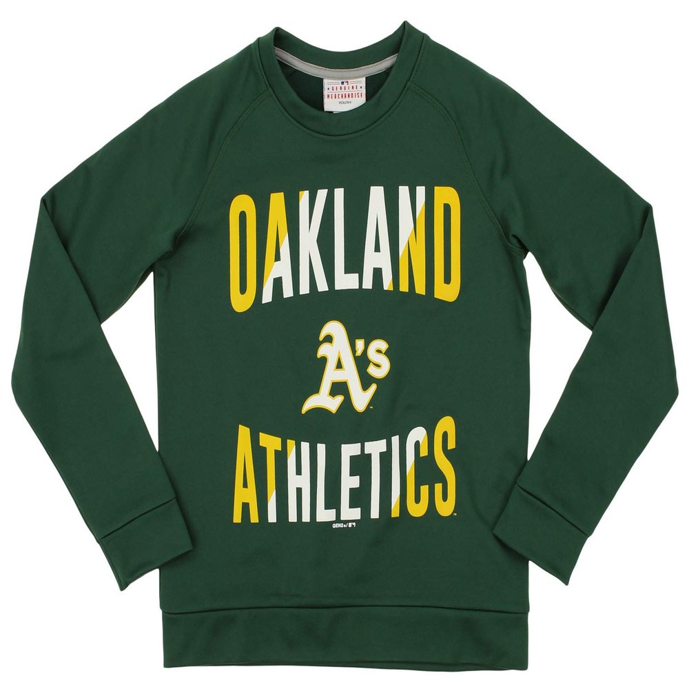 Outerstuff MLB ATHLETICS Boys 4-7 PERFORMANCE FLEECE CREW NECK LS TOP 7-L