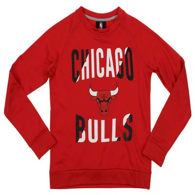 Outerstuff NBA BULLS Boys 8-20 PERFORMANCE FLEECE CREW NECK LS TOP 10/12-M