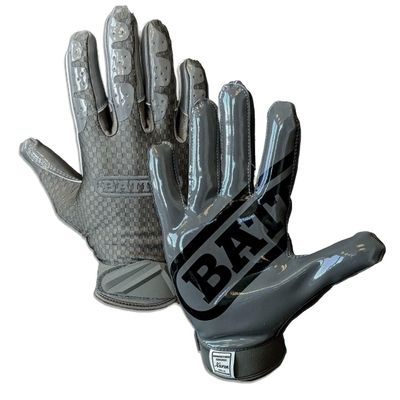 Battle Sports Triple Threat Wide Receiver Football Gloves, Ultra Stick Adult & Youth Gloves - Adult Small, Charcoal