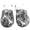 Leisureland Women's Cotton Flannel Cozy Slippers Damask Print White (Medium) view 1