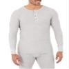 Fruit of the Loom Men's Classic Midweight Waffle Thermal Henley Top, Grey Heather, Medium view 1