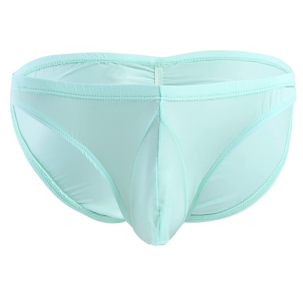iiniim Men's Sexy Bikini Brief Silky Ruched Back Underwear Panties See Through Swim Briefs Swimwear Sky Blue One Size
