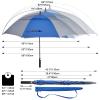G4Free 68 Inch Automatic Open Golf Umbrella Extra Large Oversize Double Canopy Vented Windproof Waterproof Stick Umbrellas(Sapphire/Gray) view 4