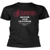 Saxon T Shirt Denim And Leather Band Logo Official Mens Black Size M view 2