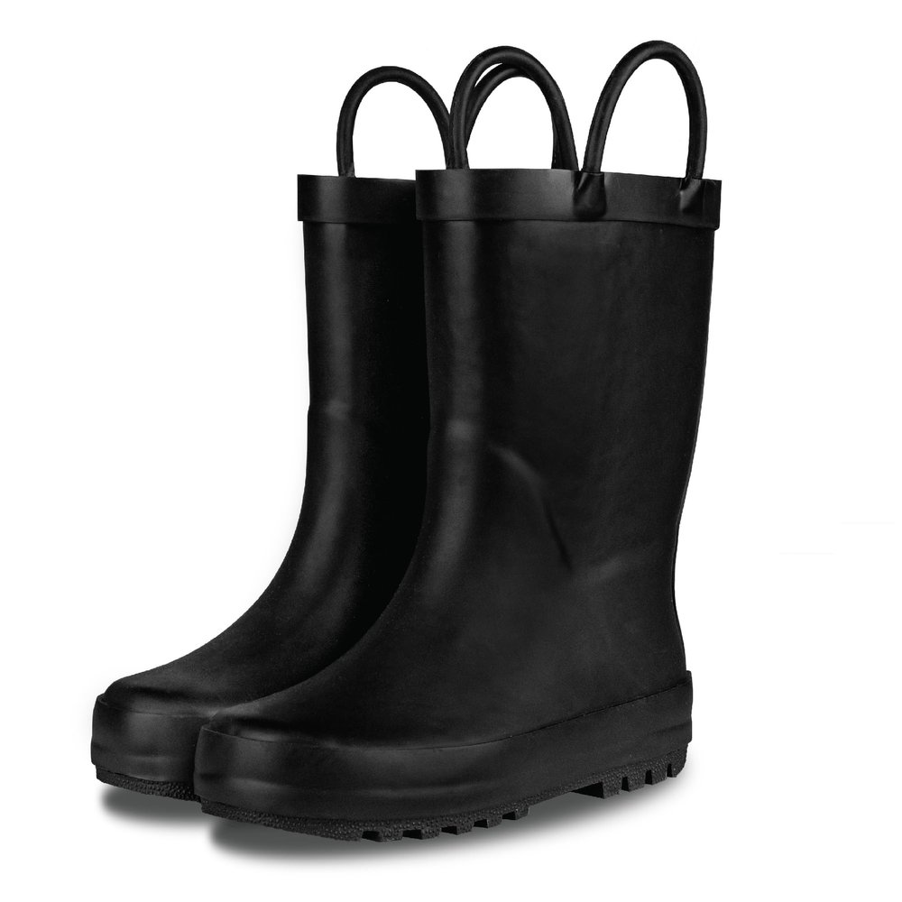 LONECONE Rain Boots with Easy-On Handles in Matte Colors for Boys and Girls, Play-Proof Flexible Rubber, Durable Non-Slip Treads, Kid-Friendly for Hours of Joy - Chalkboard Black, 9 Toddler