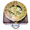 Aysha Nautical Vintage Brass Magnetic Compass with Handmade Leather Case view 2