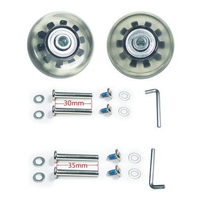 F-ber 50mm x 18mm Luggage Suitcase Wheels with 6mm ABEC 608zz Bearings, Inline Outdoor Skate Replacement Wheels, Set of 2 with Axles 30mm & 35mm (Black & Clear)