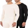 Fruit of the Loom Men's Classic Midweight Waffle Thermal Underwear Crew Top (1 & 2 Packs), black soot/natural, Medium view 1