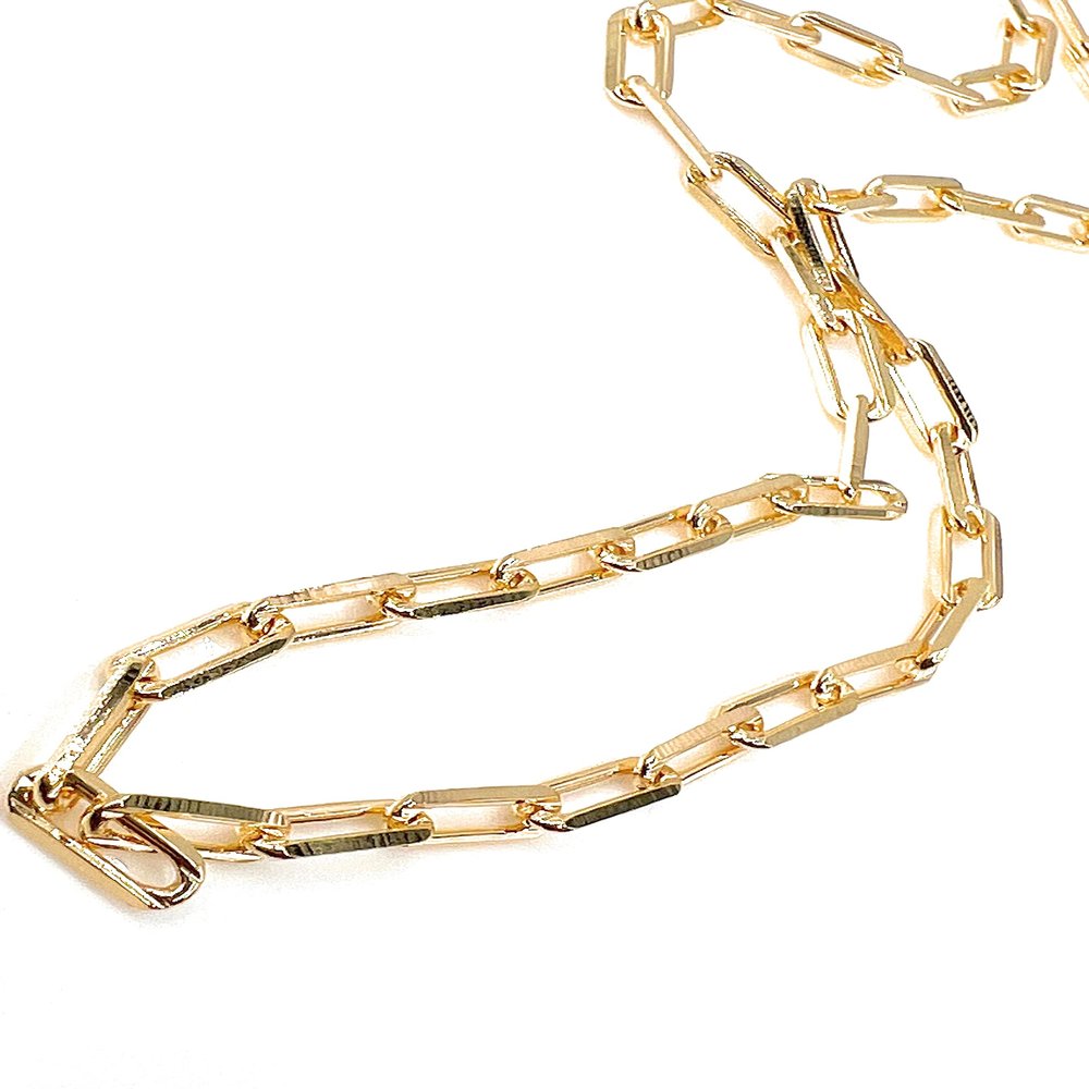 18K Brazilian Gold Filled Rolo Link Chain "18 Inches" Length Necklace for Women Fashion Jewelry