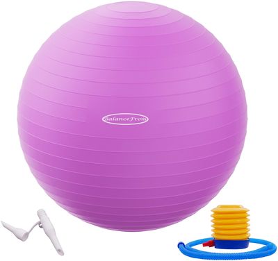 Fitvids Anti-Burst and Slip Resistant Exercise Ball Yoga Ball Fitness Ball Birthing Ball with Quick Pump, 2,000-Pound Capacity, Purple, 26-inch, L