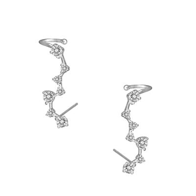 B Jewelry Collection Crystal Ear Climbers, Silver-Tone Graceful Sparkler Cuff Earrings, Women's Fashion Jewelry