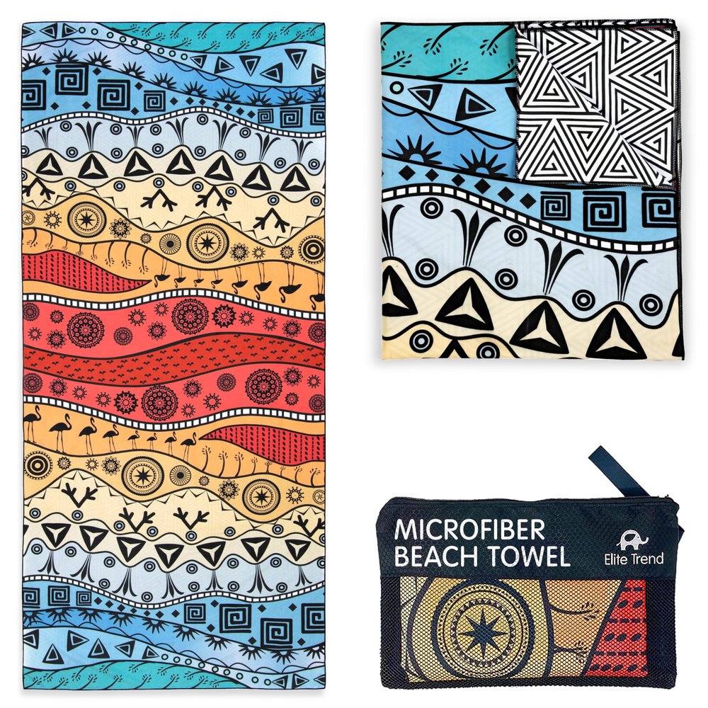 Quick Dry Towel Extra Large 78x35 Inch - Microfiber Beach Towel - Perfect for Beach, Travel, Swimming, Pool, Yoga, Hiking, Camping - Lightweight, Fast Drying, Compact for Adults (The Wild)