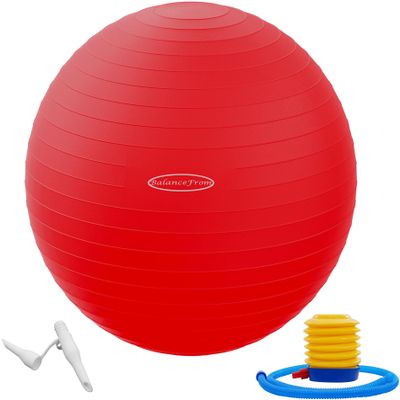 Fitvids Anti-Burst Slip Resistant Exercise Ball - 34-inch Red 31-34in (78-85cm), XXL Red