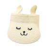 Folderable Toddler Straw Braided Sun Hats for Girls- Cat Embroider Kids Toddler Beach Visor (Beige) view 1