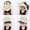 Folderable Toddler Straw Braided Sun Hats for Girls- Cat Embroider Kids Toddler Beach Visor (Beige) view 2